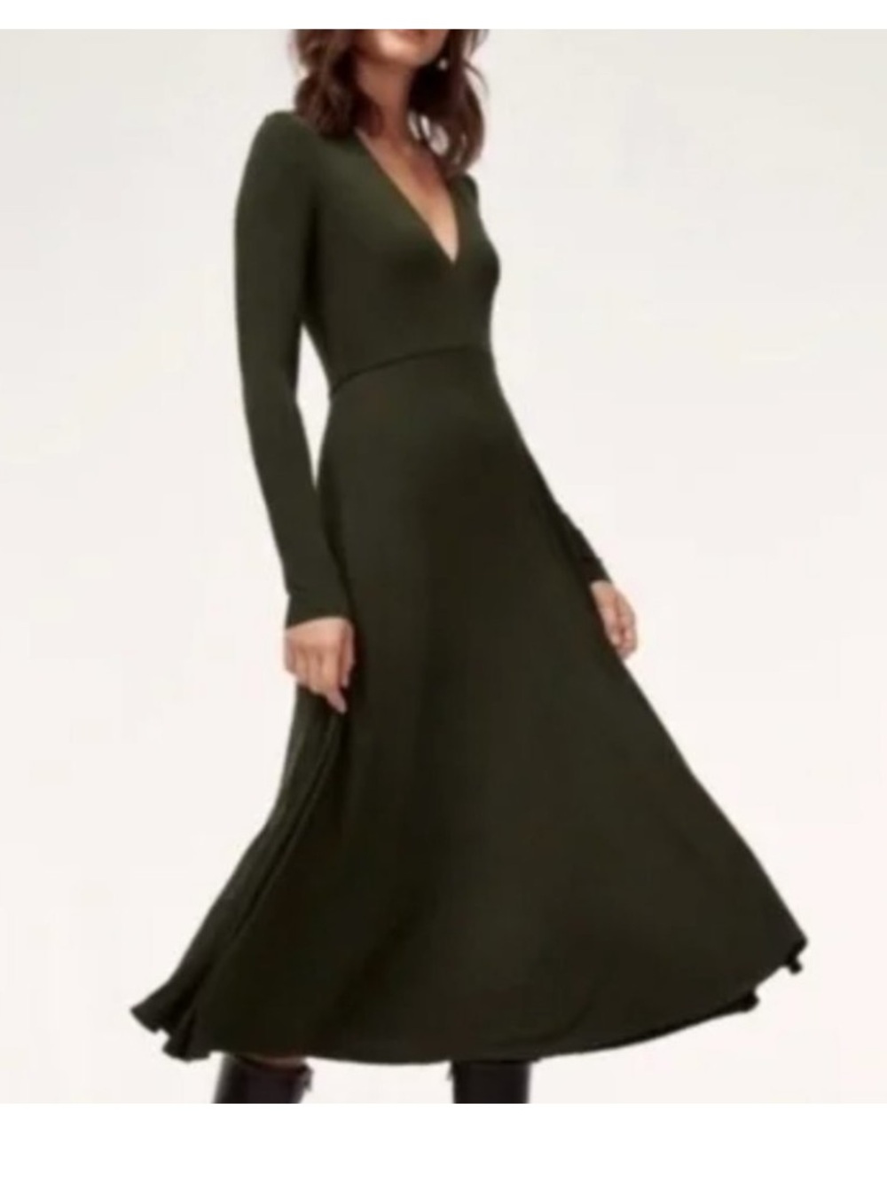 WILFRED Black Long sleeve Maxi Dress V Neck Knit